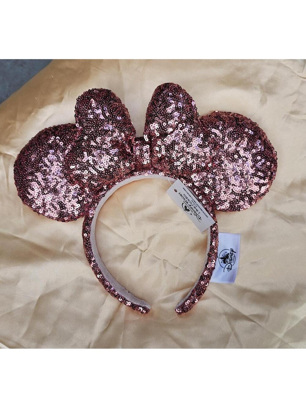 Pink Sequin Ears Headband Minnie limited Puffy Bow